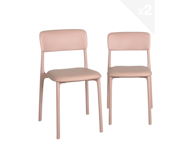  Lot de 2 chaises de cuisine rim roses avec assise rembourrée en simili cuir  - Conforama A