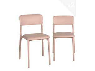 Lot de 2 chaises de cuisine rim roses avec assise rembourrée en simili cuir