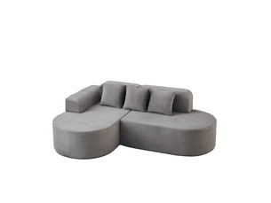 Canapé d'angle tcqpz modulable 4 places 220 x 155 cm avec méridienne velours côtelé gris