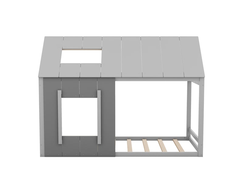  Lit combiné 90x200cm - modèle maison 2 en 1 - gris - contemporain - montage facile  - Conforama R