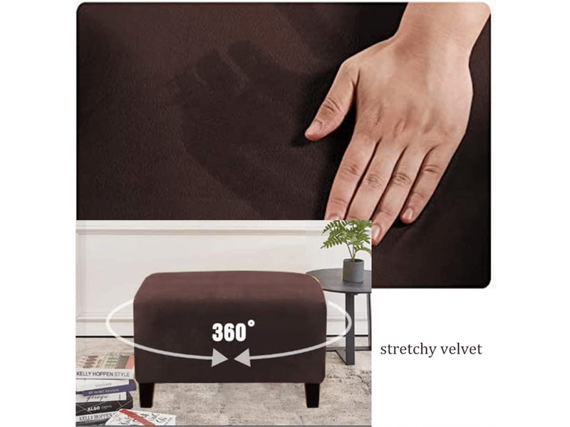  Housse de coussin - marron foncé housses de pouf extensibles housse ottomane en velours housse de repose - pieds rectangle housse de protection pour repose - pieds OGSMN003279LSY - Conforama B