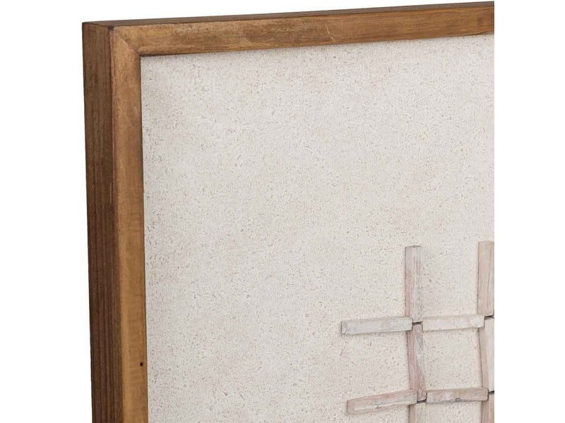  Tableau artisanal en bois recyclé relief blanc et beige 62x4x62 cm h  - Conforama E