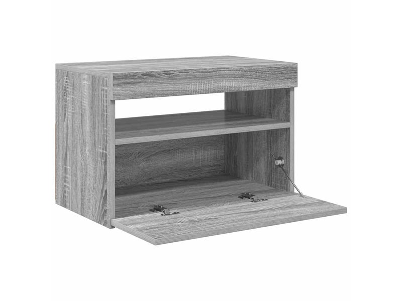  Meuble tv - banc tv - meuble de rangement avec lumières led sonoma gris 60x35x40 cm  - Conforama E