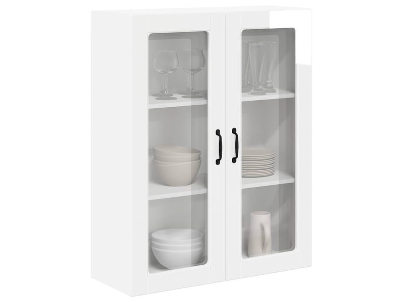 Meuble mural de cuisine, cabinet en verre mural blanc brillant 80x31x100cm shl7455 - Conforama C