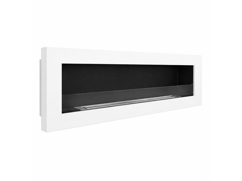  Livorno 120 - cheminée à bioéthanol murale ou encastrable 120 x 40 x 15 cm avec brûleur de 1,25 l en acier blanc  - Conforama E
