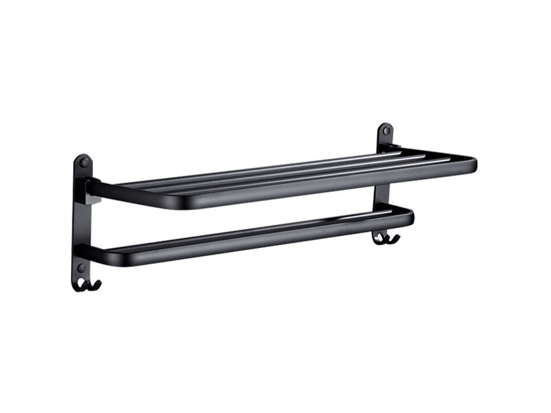 Porte-serviettes de salle de bain, porte-serviettes mural, porte-serviettes sur pied, noir, 50 cm  - Conforama A