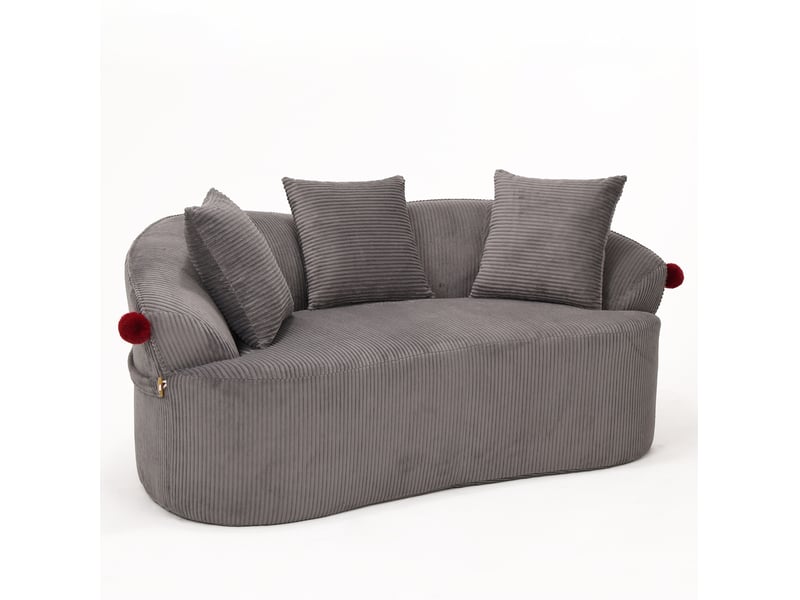  Canape droit 2 places compressé 163x93x68 cm en mousse et velours côtelé couleur gris foncé, design moderne  - Conforama A