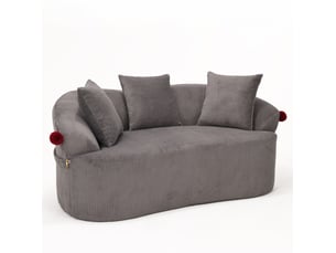 Canape droit 2 places compressé 163x93x68 cm en mousse et velours côtelé couleur gris foncé, design moderne