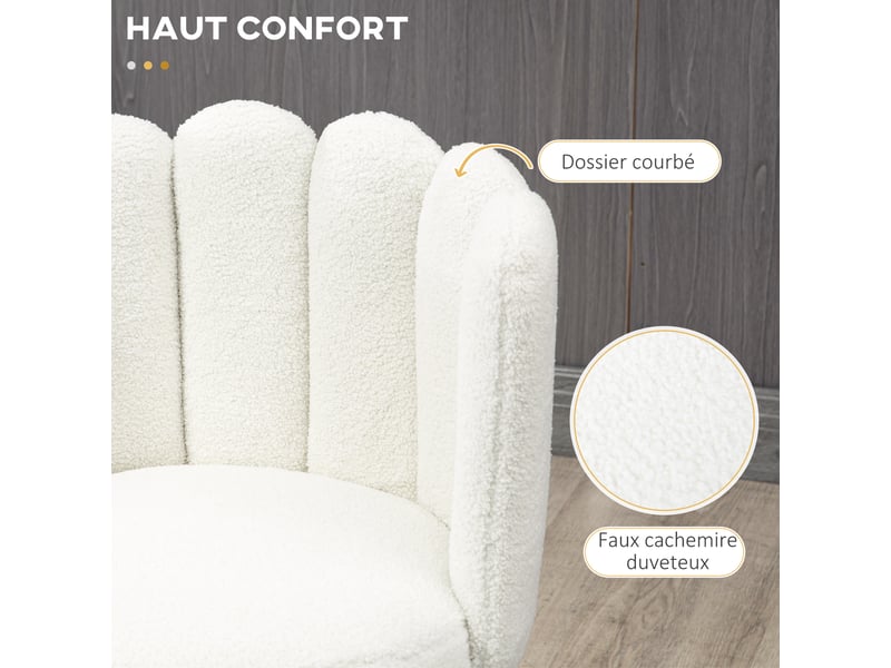 Lot de 2 tabourets de bar – tissu bouclé – dossier et repose-pieds - Conforama E