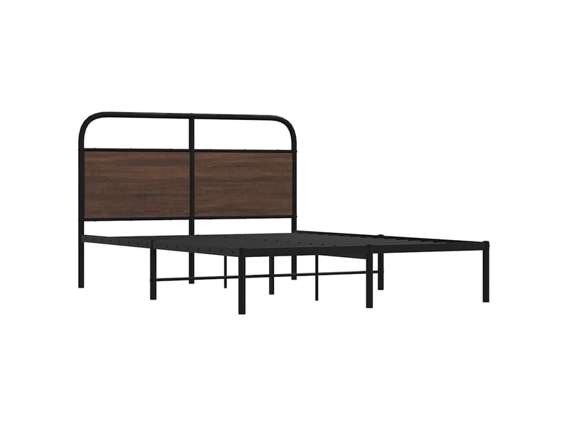  Lit double- lit adulte -  cadre de lit sans matelas 135x190 cm chêne marron  - Conforama B