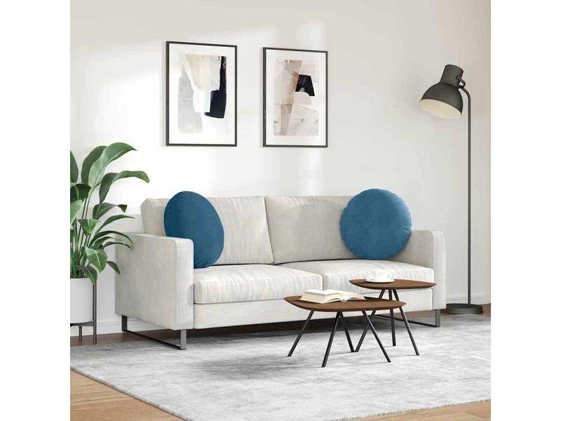  Lot de 2 coussins de siège, coussins décoratifs velours bleu ø50 x 19 cm cf59880  - Conforama D