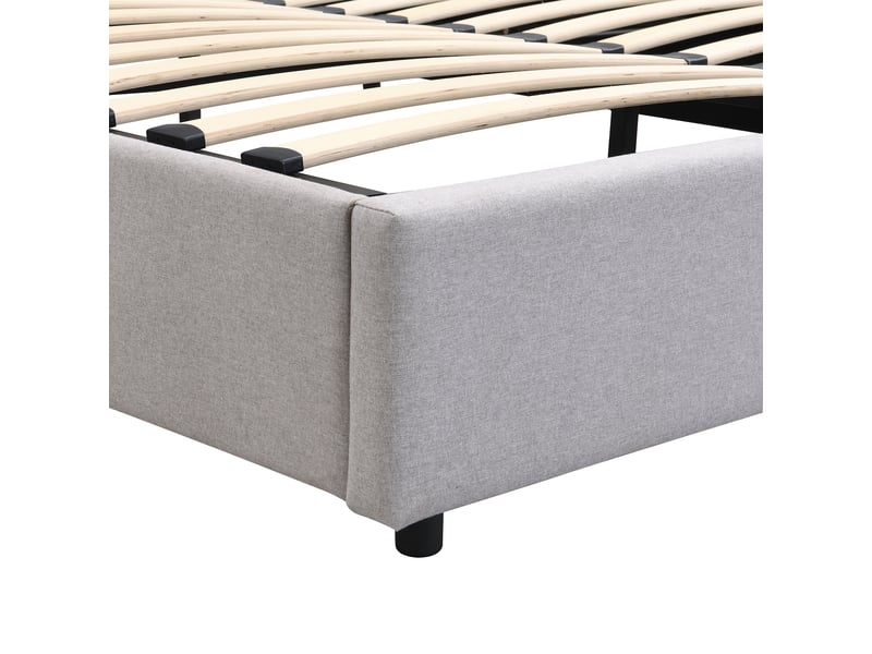  Lit coffre adulte 180x200 cm – gris – usb, recharge sans fil, éclairage et sommier inclus - sans matelas  - Conforama E