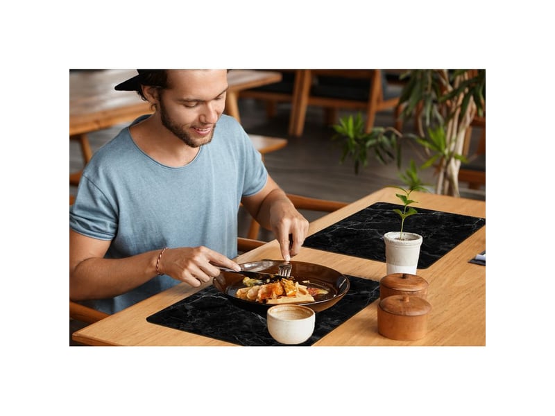  Sets de table marbre - noir - blanc - texture - aspect marbre lot de 6 tapis antidérapant 45x30  - Conforama D