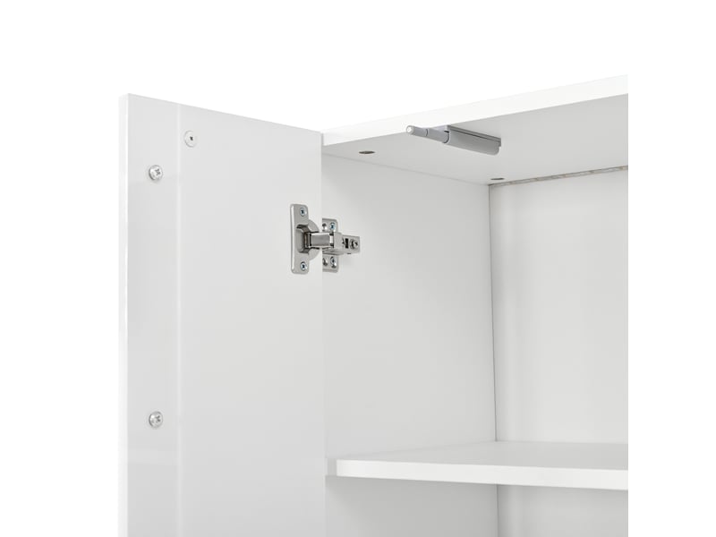  Armoire haute blanche avec éclairage led contrôlable par application, portes doubles, fenêtre acrylique  - Conforama E