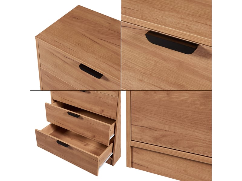 Commode meuble de rangement pratique entrée salon chambre mdf 90 x 70 x 40 cm effet chêne 03_0009317  - Conforama C
