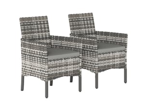 Lot de 2 fauteuils de jardin,62x58x87 cm,avec coussins,résine tressée,grise