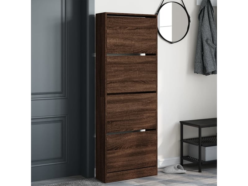  Meuble à chaussure | armoire à chaussures chêne marron 60x21x163,5cm bois ingénierie  - Conforama C