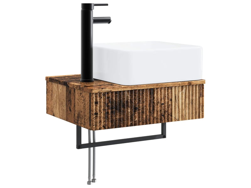  Basin de lavage mural, lavabo bois ancien 53x35x39 cm  - Conforama A