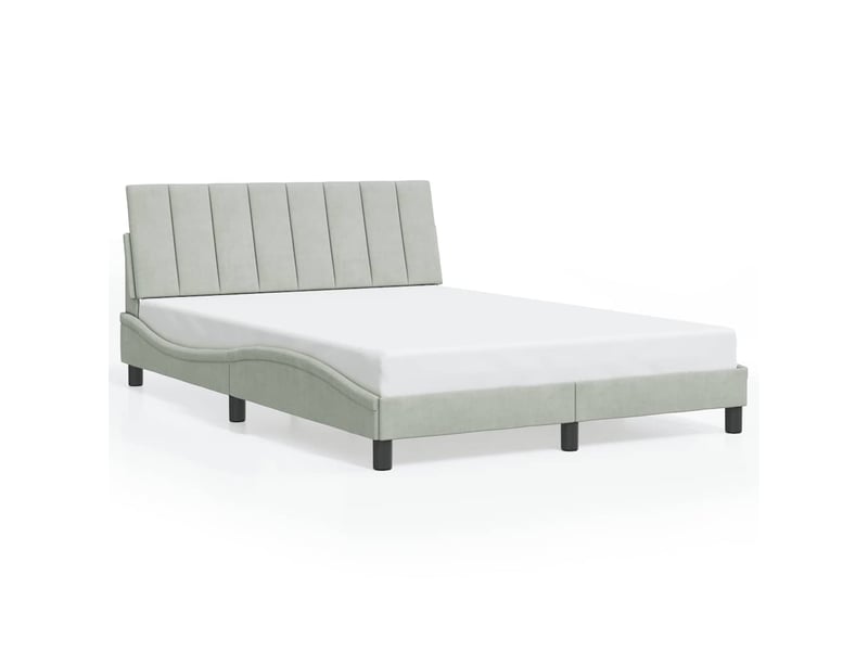  Lit double- lit adulte -  cadre de lit sans matelas hanko gris clair 120x200 cm velours  - Conforama A