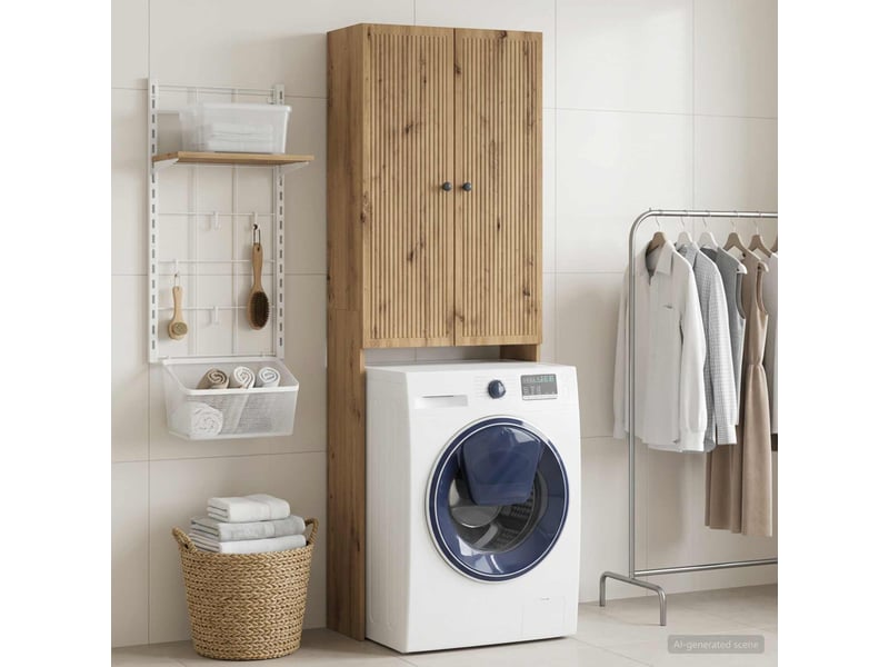  Armoire de toilette, meuble de toilette ede chêne artisanal 66x25.5x190 cm  - Conforama B