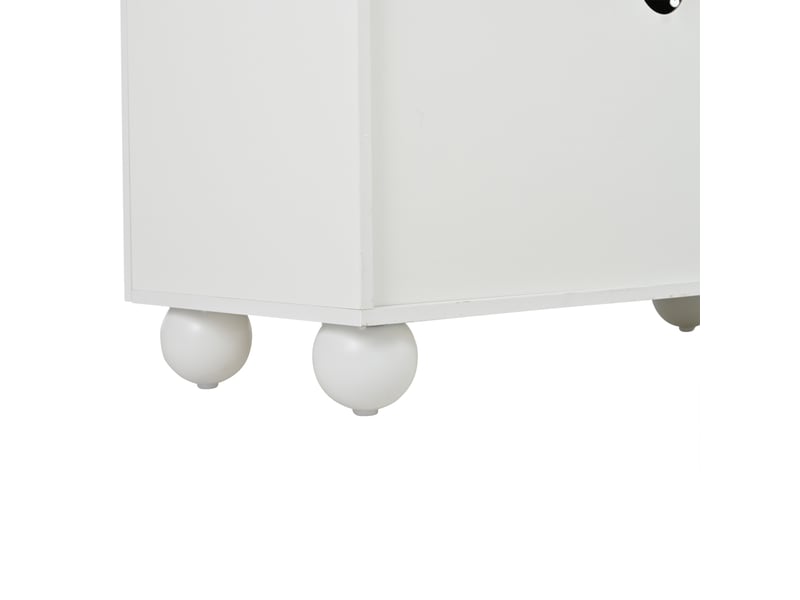  Meuble TV blanc avec fonction de rangement, 4 portes, 6 pieds métalliques ronds, dimensions 180 × 40 × 45 cm  - Conforama W