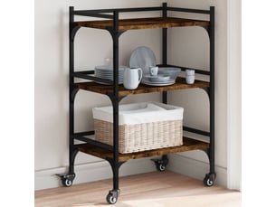 Chariot de cuisine, chariot de rangement chêne fumé 50x35x75,5 cm bois d'ingénierie