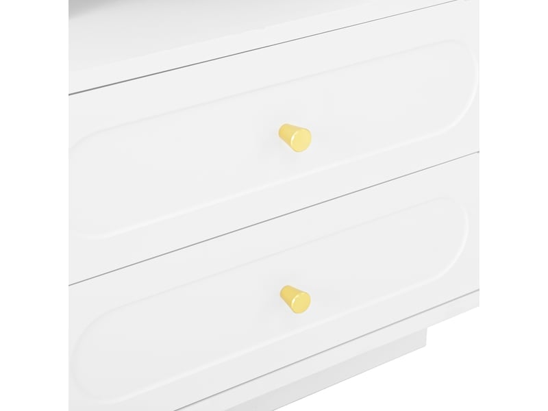  Table de chevet avec 2 tiroirs, niche ouverte et led pour chambre 100×40×60 cm en panneaux de particules blancs  - Conforama D