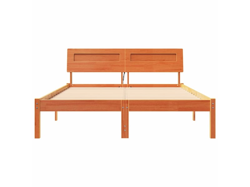  Lit double- lit adulte -  cadre de lit avec tête de lit brun  120 x 200 cm pin massif  - Conforama D