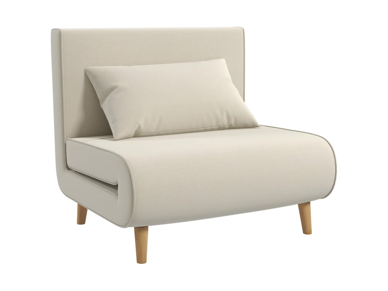  Canapé-lit une place beige, canapé convertible 2-en-1 à dossier réglable, avec pieds en bois pour salon et chambre d'amis  - Conforama A