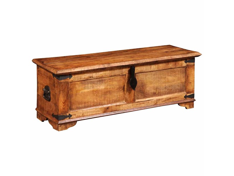  Coffre de rangement, boîte de rangement de rangement bois de manguier brut  - Conforama A
