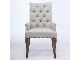 Chaise de salle à manger en tissu chenille beige avec accoudoirs