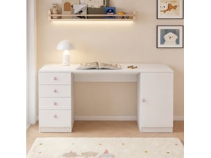 Bureau enfant FLORAGRACE 155 cm coloris blanc