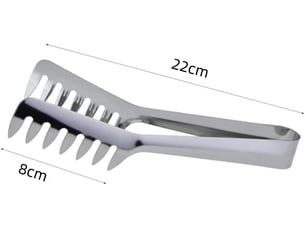 Pince à pâtes en acier inoxydable - ustensile cuisine avec dents pour spaghetti, pâtes et service des aliments