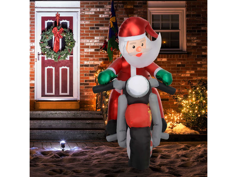  Père noël à moto, décoration de jardin, led, gonflable, résistant aux intempéries, 180 x 95 x 170 cm  - Conforama D