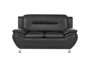 Canapé droit fixe <strong>BELIANI</strong> <strong></strong> 2 places 100% Cuir noir avec coffre de rangement