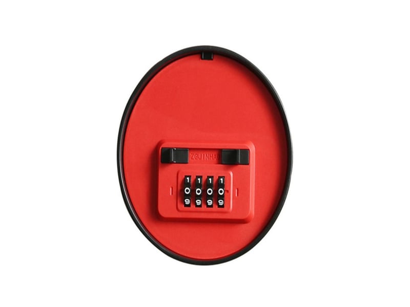  Boite a cles ronde a combinaison mecanique 4 chiffres 120 mm rouge vif et finitions noires 400289_AACLV30592_6_DROPFR - Conforama A