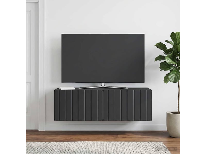  Meuble tv - banc tv - meuble de rangement mural 98 x 31 x 30 cm noir bois d'ingénierie  - Conforama B