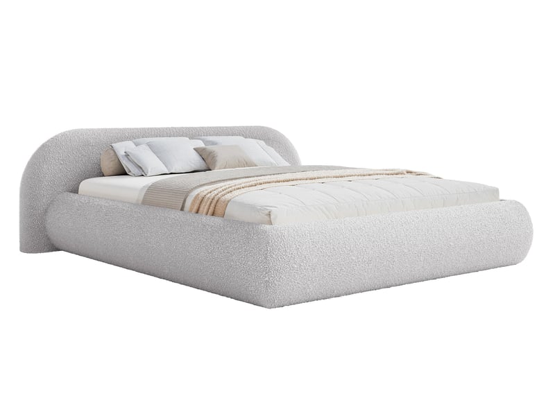  Selsey shels - lit rembourré - 200x200 cm - bouclé gris clair Shels Low - Conforama A