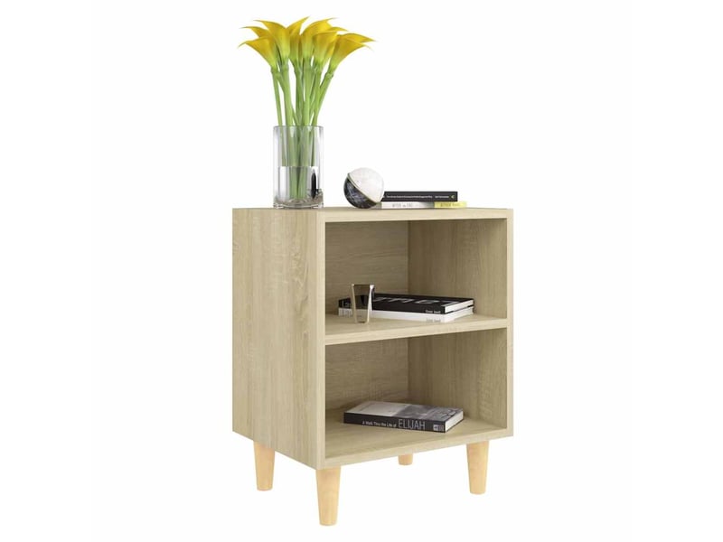  Lot de 2 tables de chevet - cabinet de chevet - table de nuit pieds en bois chêne sonoma 40x30x50 cm  - Conforama E