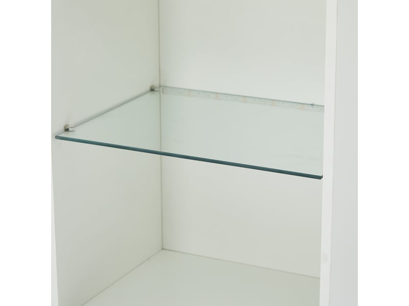 Vitrine brillant h-160cm en panneaux de particules avec lumière led,2 portes,2 niches et étagère en verre,blanc vitrine blanc - Conforama E