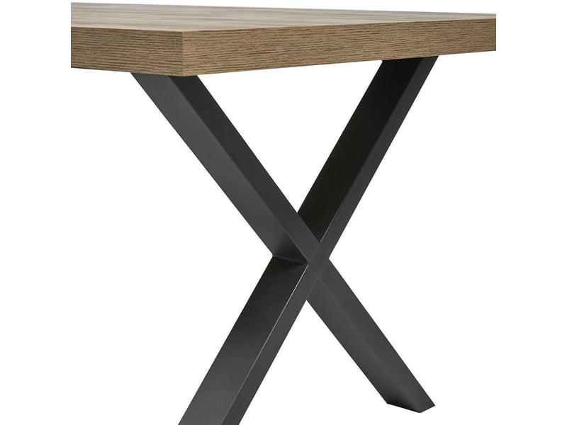  Table 170cm aspect chêne naturel piètement x métal poudré noir - urbal URBAL - Conforama C