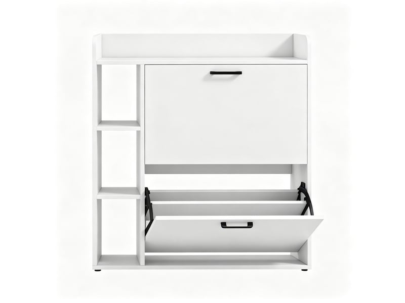  Meuble à chaussures,83x24x90,5 cm,15 paires,panneau de particules,blanc  - Conforama D