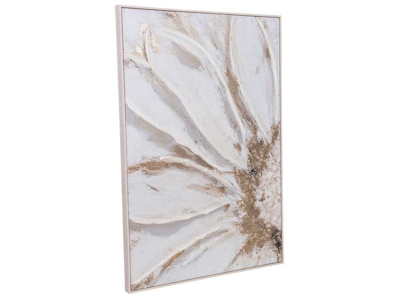  Tableau peint à la main avec cadre en bois blanc 103x4x143h cm  - Conforama A