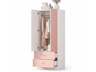 Armoire 2 porte(s) battante 2 tiroir(s) <strong>OKWISH</strong> <strong></strong> coloris rose largeur 70 cm