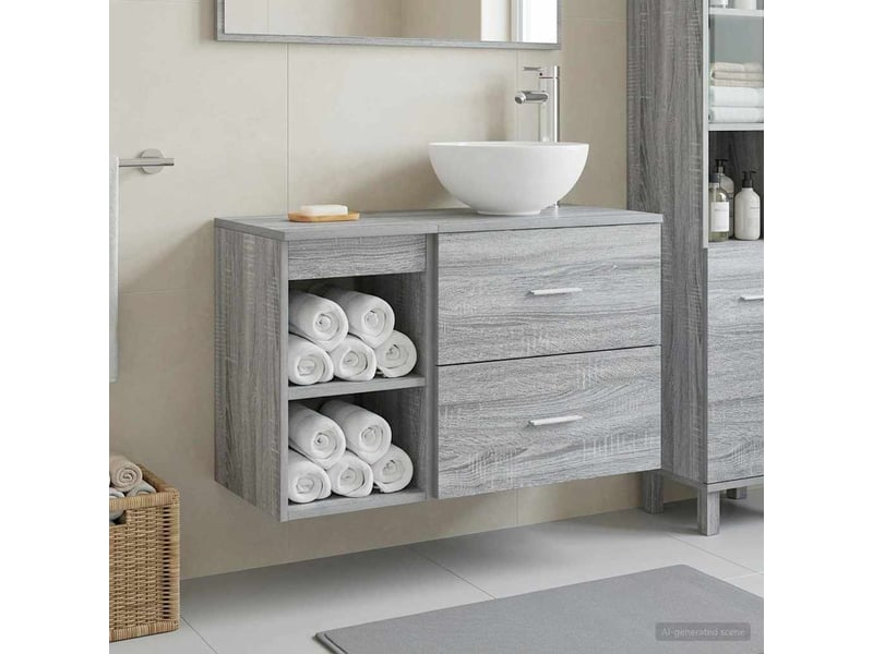 Ensemble de mobilier de salle de bain 2 pc sonoma gris cf64183 - Conforama B