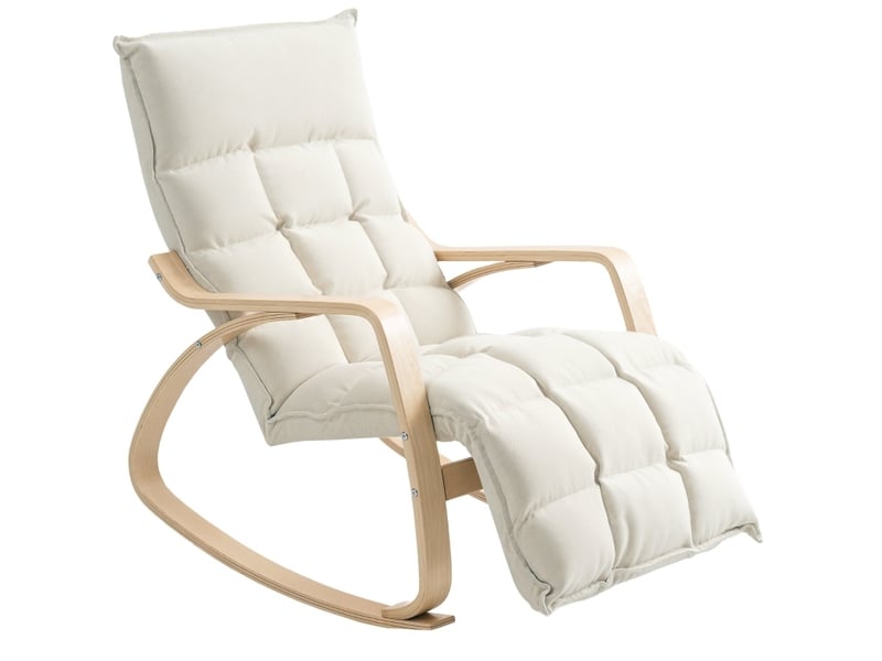 Fauteuil à bascule relax avec repose-pieds réglable 5 positions blanc crème - Conforama A