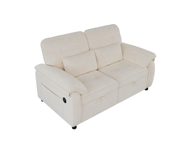  Canapé-lit 3-en-1 2 places 142x90 cm – beige – couchage double, dossier réglable et ports usbusb-c  - Conforama A