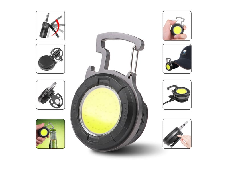 Cob multi-fonction mini porte-clés lumière travail lumière voiture réparation lumière ménage lampe de poche d'urgence 7.552.5cm - Conforama B