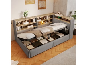 Lit banquette 90x200 cm <strong></strong>  <strong></strong> coloris gris