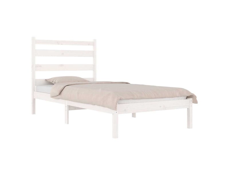  Lit simple- lit adulte -  cadre de lit sans matelas blanc bois massif 100x200 cm  - Conforama B
